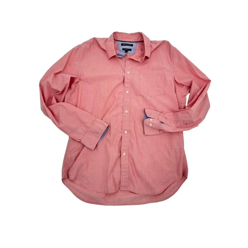 Banana Republic Cotton Camden Fit Button Down Shirt Men's Large Pink Travel